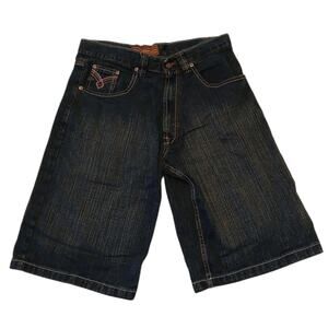 Y2K Men's Evolution In Design Denim Shorts 36 Blue Dark Wash Relaxed Fit Jean
